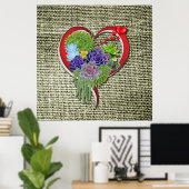 Succulent Plant decor binnen een hart Poster (Thuiskantoor)