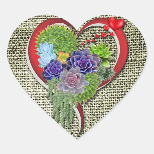 Succulent Plant decor binnen een hart Sticker (Voorkant)