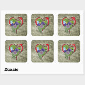 Succulent Plant decor binnen een hart Vierkante Sticker (Vel)
