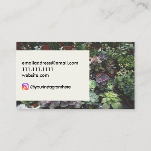 Succulent Plant en bloem Visitekaartje (Achterkant)