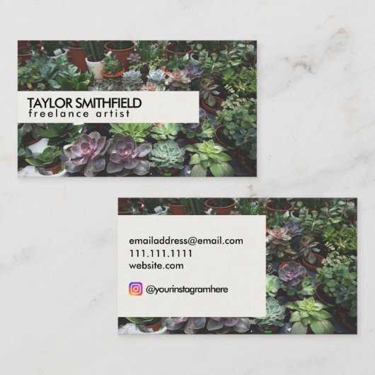 Succulent Plant en bloem Visitekaartje (Voorkant / Achterkant)