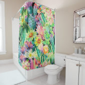 Succulent plant en cactus tuinpatroon douchegordijn (In situ)