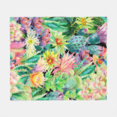 Succulent plant en cactus tuinpatroon fleece deken (Voorkant (Horizontaal))