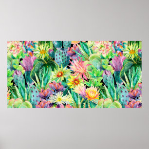 Succulent plant en cactus tuinpatroon poster