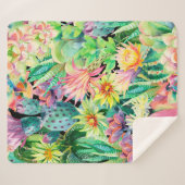 Succulent plant en cactus tuinpatroon sherpa deken (Voorkant (horizontaal))