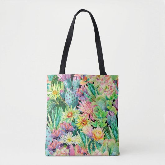Succulent plant en cactus tuinpatroon tote bag (Voorkant)