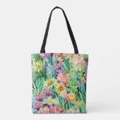 Succulent plant en cactus tuinpatroon tote bag (Achterkant)