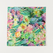 Succulent plant en cactus tuinpatroon wandkleed (Voorkant (horizontaal))