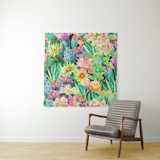 Succulent plant en cactus tuinpatroon wandkleed (In situ)