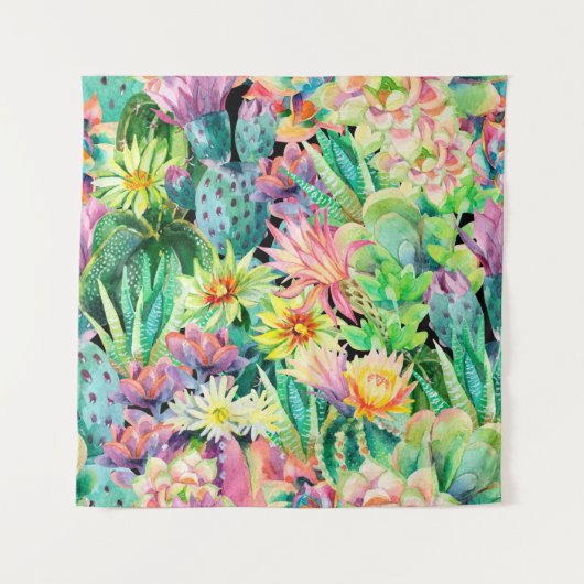 Succulent plant en cactus tuinpatroon wandkleed (Voorkant)