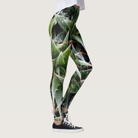 Succulent Plant Groene Foto Leggings, M Leggings (Rechts)