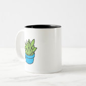 Succulent Plant in Blue Planter Tweekleurige Koffiemok (Voorkant links)