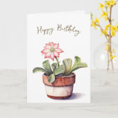 Succulent Plant met bloemverjaardag Kaart (Gele Bloem)