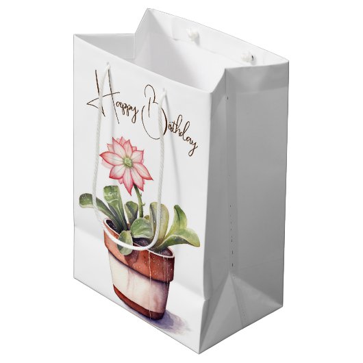 Succulent Plant met Flower Medium Cadeauzakje (Voorkant Gekanteld)