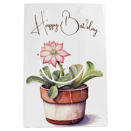 Succulent Plant met Flower Medium Cadeauzakje (Voorkant)
