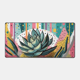 Succulent plant met kleurrijke stippen bureaumat