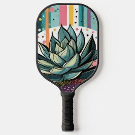 Succulent plant met kleurrijke stippen pickleball paddle