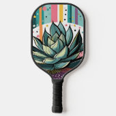 Succulent plant met kleurrijke stippen pickleball paddle (Achterkant)