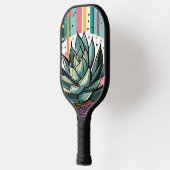 Succulent plant met kleurrijke stippen pickleball paddle (Links)