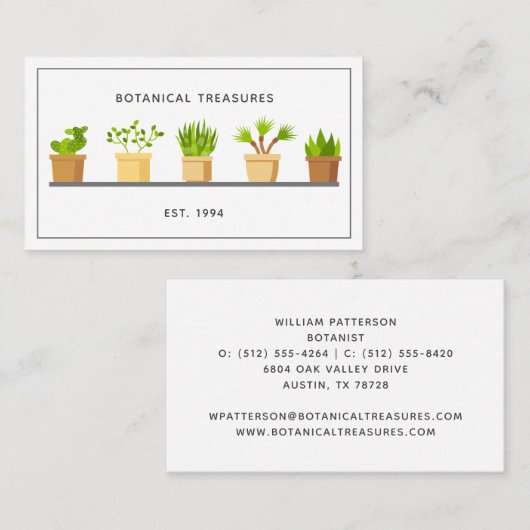 Succulent Plant Nursery Modern Garden Botanist Visitekaartje (Voorkant / Achterkant)