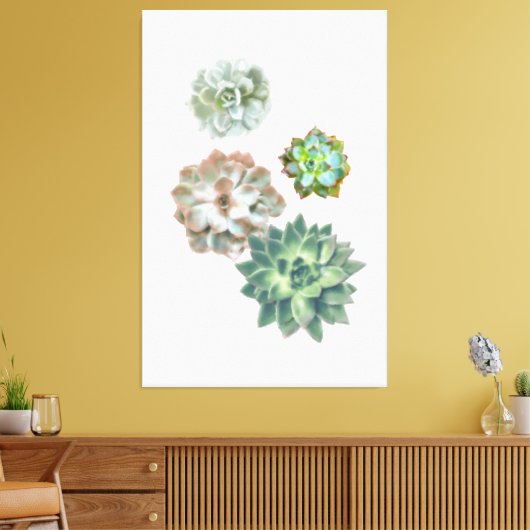 Succulent Plant Waterverf Schilderen wandkunst Canvas Afdruk (Insitu (Woonkamer))