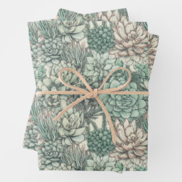 Succulent Planten Green Verjaardagsfeest Inpakpapier Vel