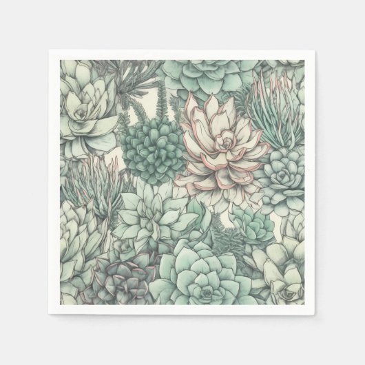 Succulent Planten Green Verjaardagsfeest Servet (Voorkant)