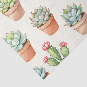 Succulent Plants Seamless Pattern Terracotta Pots Tissuepapier (Detail)