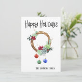 Succulent Poinsettia Wreath Southwest Holiday Kaart (Staand voorkant)