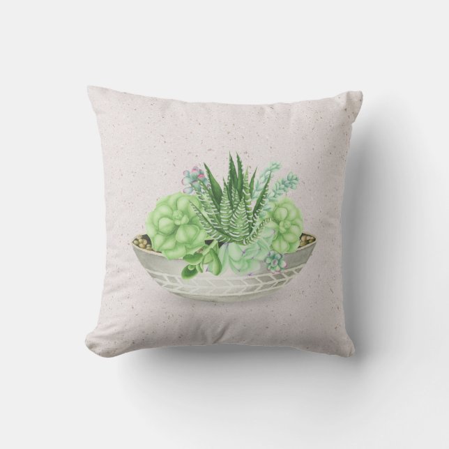 Succulent Potlood Plant op Terrazzo Kussen (Voorkant)