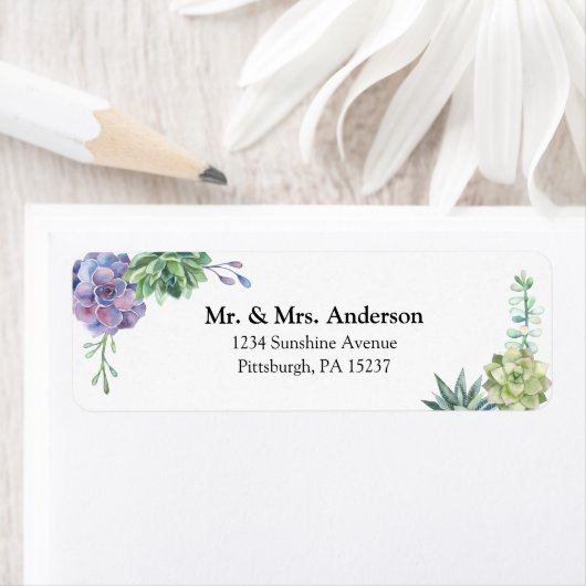 Succulent Return Address Etiket (Insitu)