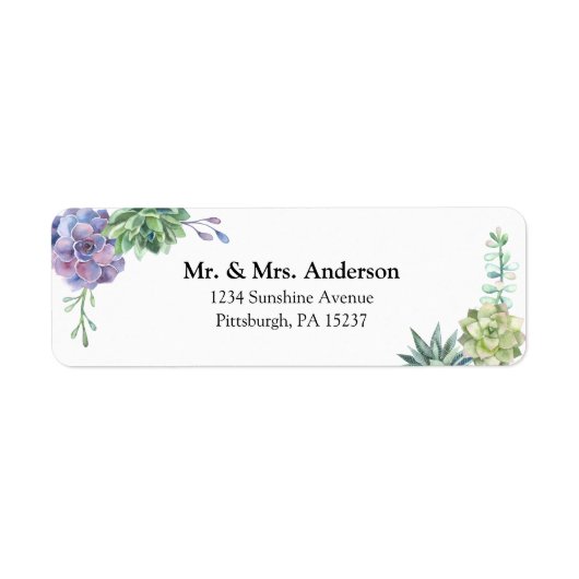 Succulent Return Address Etiket (Voorkant)