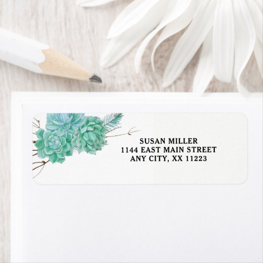 Succulent return address label 3961 (Insitu)