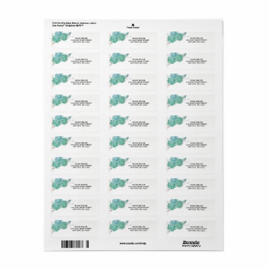 Succulent return address label 3961 (Full Sheet)
