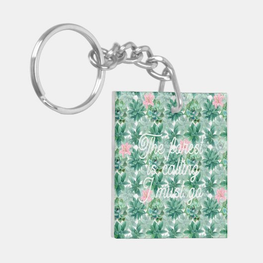 succulent roze lelie botanisch patroon sleutelhanger (Voorkant Links)
