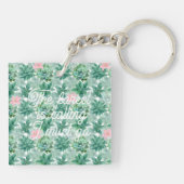 succulent roze lelie botanisch patroon sleutelhanger (Achterkant)