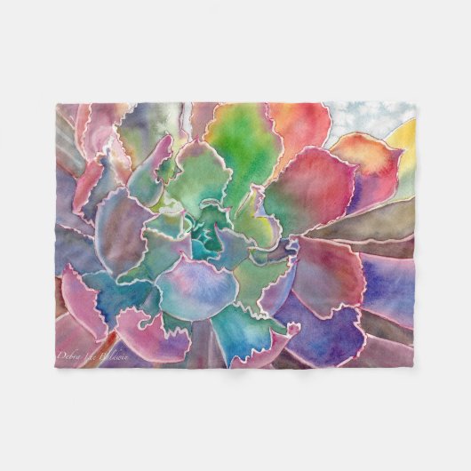 Succulent Ruffled Echeveria Fleece Blanket (Voorkant (Horizontaal))