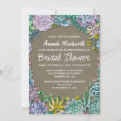 Succulent Rustic Burlap Bridal Shower Invitations Kaart (Voorkant)