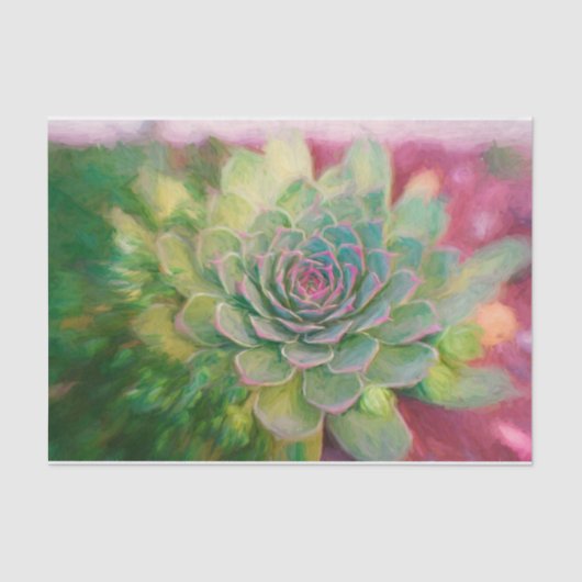 Succulent Rustic Green Pink Waterverf Ontkoppeling Tissuepapier (Voorkant)