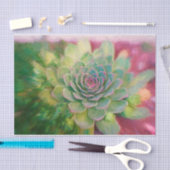 Succulent Rustic Green Pink Waterverf Ontkoppeling Tissuepapier (Craft)