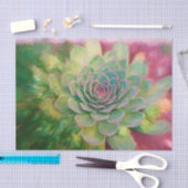 Succulent Rustic Green Pink Waterverf Ontkoppeling Tissuepapier (Craft)