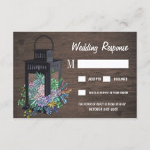 Succulent Rustieke Houten Lantaarn Bruiloft RSVP K