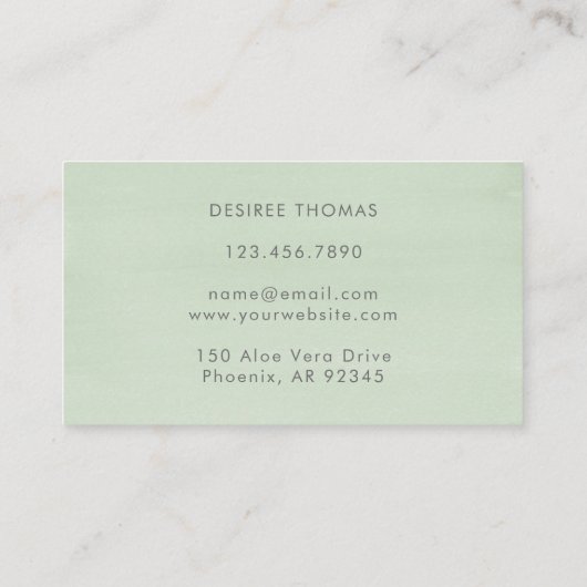 Succulent Sage Green Waterverf Elegant Simple Visitekaartje (Achterkant)