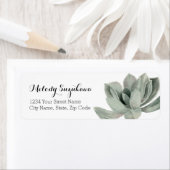 Succulent Sage Green Waterverf retouradres Etiket (Insitu)