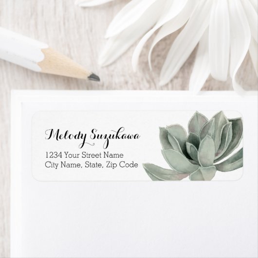 Succulent Sage Green Waterverf retouradres Etiket (Insitu)