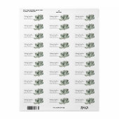 Succulent Sage Green Waterverf retouradres Etiket (Full Sheet)