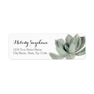 Succulent Sage Green Waterverf Return Address Etiket