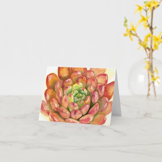 Succulent Sedeveria 'Pink Ruby' waterverf van DLB Kaart (Gele Bloem)