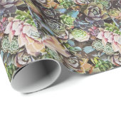 Succulent Sempervivums - Grote besnoeiing-uitt Cadeaupapier (Rol Hoek)