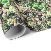 Succulent Sempervivums - Roze & Groen Cadeaupapier (Rol Hoek)